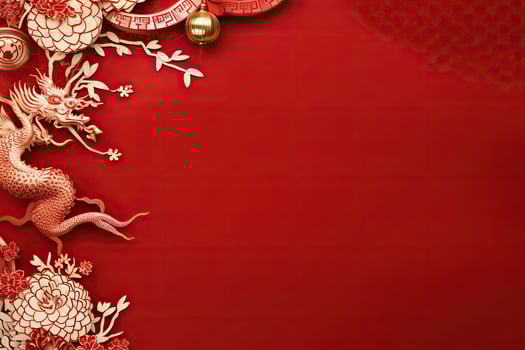 AI generated china new year banner red background photo