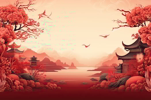 AI generated china new year banner red background photo