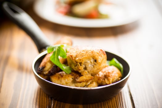 fried pieces of chicken fillet in a pan photo