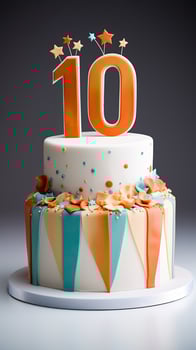 AI generated Delicious Birthday Cake with Beautiful Decoration photo