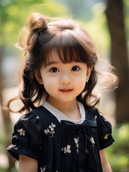 AI generated Happy Woman in Cute Dress Smiling and Looking at Camera photo