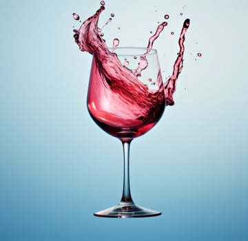 AI generated a glass of red wine being splashed with red wine photo