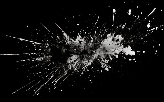 AI generated an image of a black and white paint splatter, isolated photo