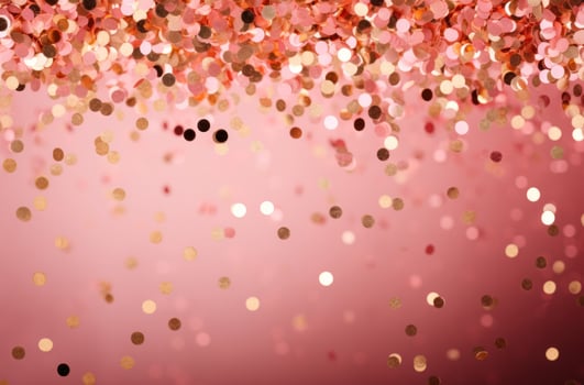 AI generated in a pink background there are little gold confetti, photo