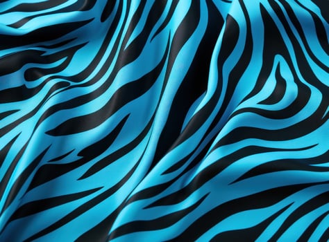 AI generated the image shows blue, black, and white zebra stripes on a blue fabric, photo