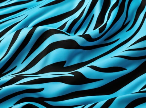 AI generated the image shows blue, black, and white zebra stripes on a blue fabric, photo