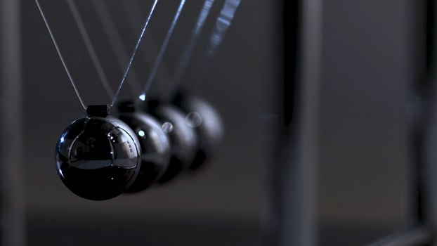 Newton's cradle physics concept for action and reaction or cause and effect. Balls Newton photo