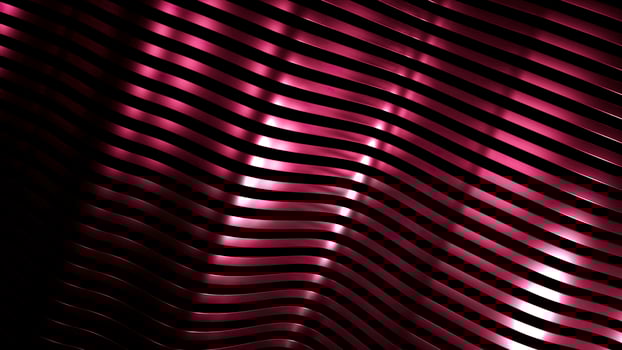 Abstract wavy metal narrow stripes. Design. Light flare on moving same size lines. photo