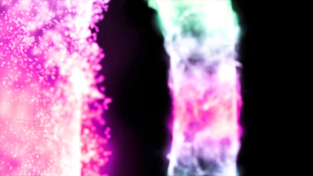 Abstract bright and colorful transparent structure moving on the circle. Black background. photo