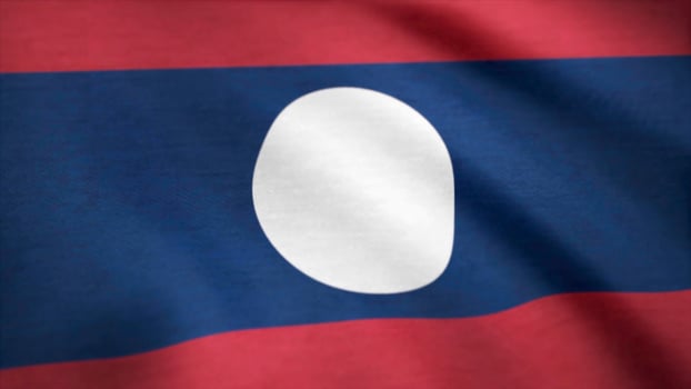 Laos flag waving at wind. Flag of Laos animation photo