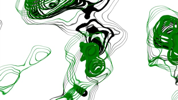White background.Design.Green and pink blots in abstraction creating bright patterns rotate from side to side . photo