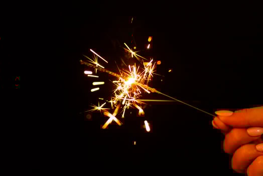 closeup view of burning sparkler photo