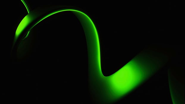Black background with green and purple stripe. Design. Light animation from a ribbon of different colors that develops and sparkles. photo