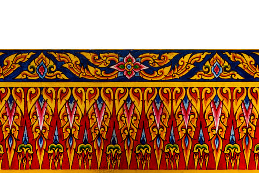 Traditional Thai style painting art on temple wall. Thailand photo