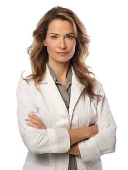 AI generated Professional pharmacist in white background photo