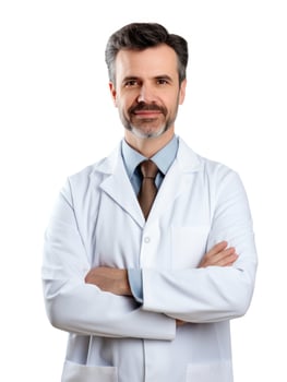 AI generated Professional pharmacist in white background photo