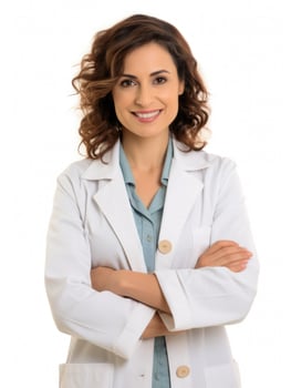 AI generated Professional pharmacist in white background photo
