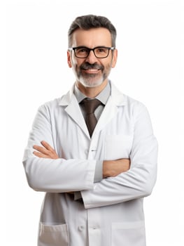 AI generated Professional pharmacist in white background photo