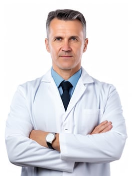 AI generated Professional pharmacist in white background photo