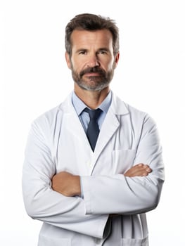 AI generated Professional pharmacist in white background photo