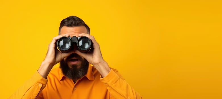 AI generated Man looking through binoculars photo