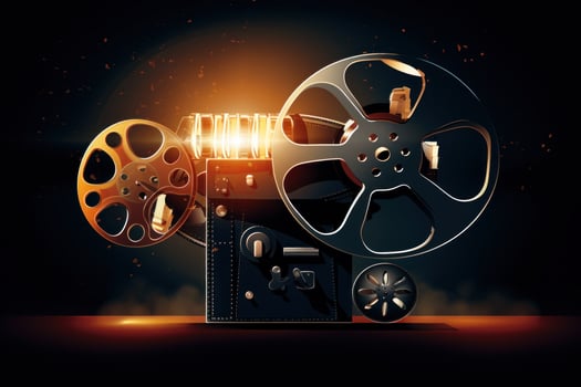 AI generated A classic image of a movie projector with a film reel photo