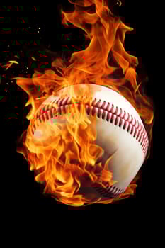 AI generated An eye-catching image of a baseball ball on fire photo