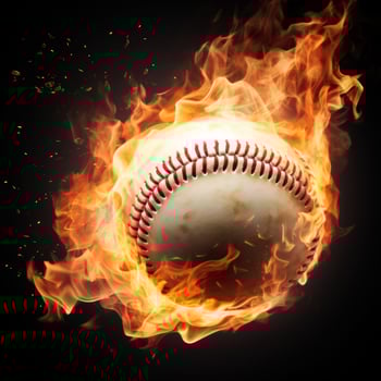AI generated An eye-catching image of a baseball ball on fire photo