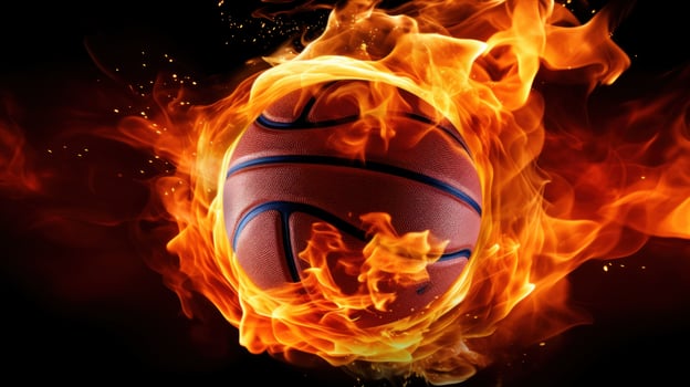 AI generated An eye-catching image of a basketball ball on fire, photo