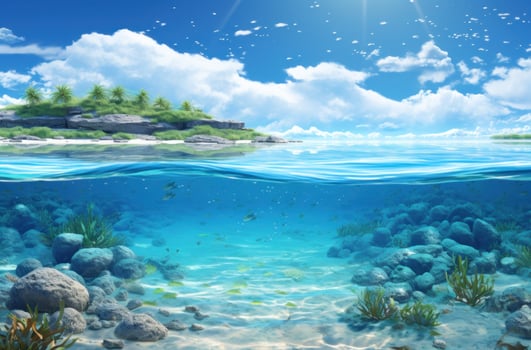 AI generated a beautiful picture of the ocean shore and the lagoon photo