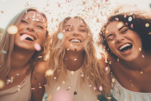 AI generated free image of group of women having fun with confetti, photo