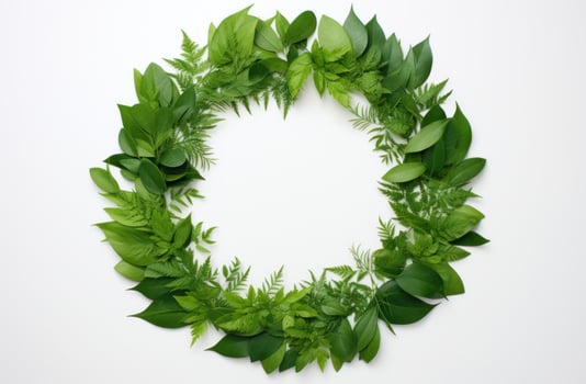 AI generated green leaves glued together into a single circle photo