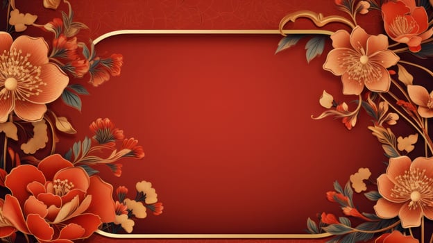 AI generated Chinese new year card template with copy space photo