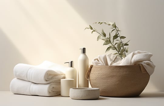 AI generated natural skincare and products in a basket photo