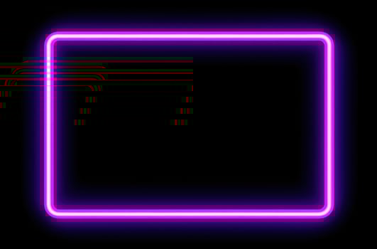 AI generated neon neon square frame on black background photo
