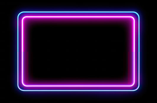 AI generated neon neon square frame on black background photo