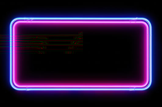 AI generated neon neon square frame on black background photo