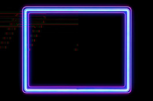 AI generated neon neon square frame on black background photo