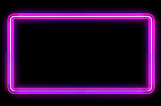 AI generated pink neon light frame on black background photo