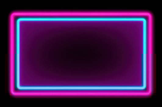 AI generated pink neon light frame on black background photo