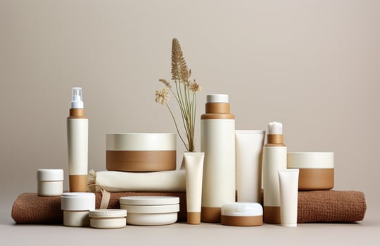 AI generated products for home care, cosmetics, skin care for men and women photo