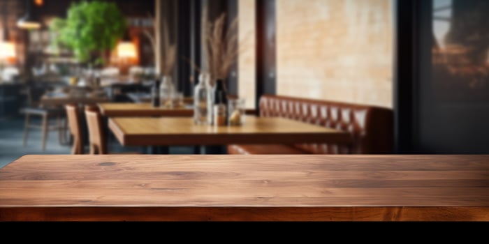 AI generated restaurant photo frame frameless table empty furniture interior wooden dining table,