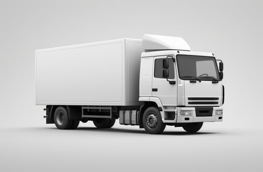 AI generated white freight truck on gray background photo