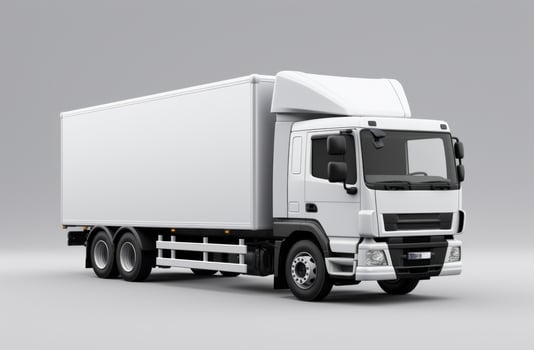 AI generated white freight truck on gray background photo