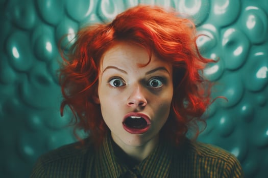 AI generated woman with an unexpected reaction photo