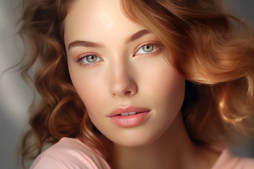 AI generated a beautiful woman's face with natural skin photo
