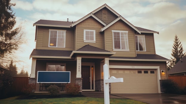AI generated a house with a Sold with a sign for the price photo