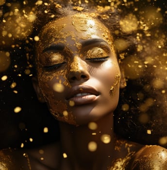 AI generated a woman with golden glitter makeup photo