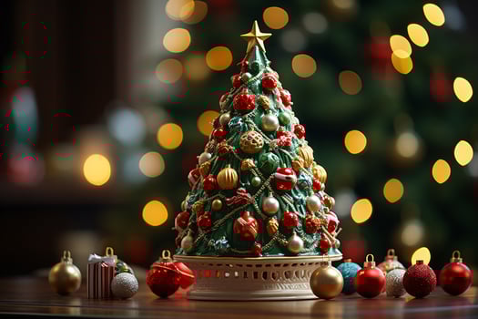 AI generated showcasing a Christmas tree lavishly decorated with festive ornaments photo