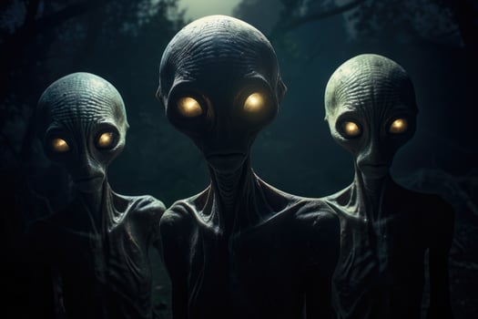 AI generated 3 d render of two alien with alien, Aliens in the dark, AI Generated photo